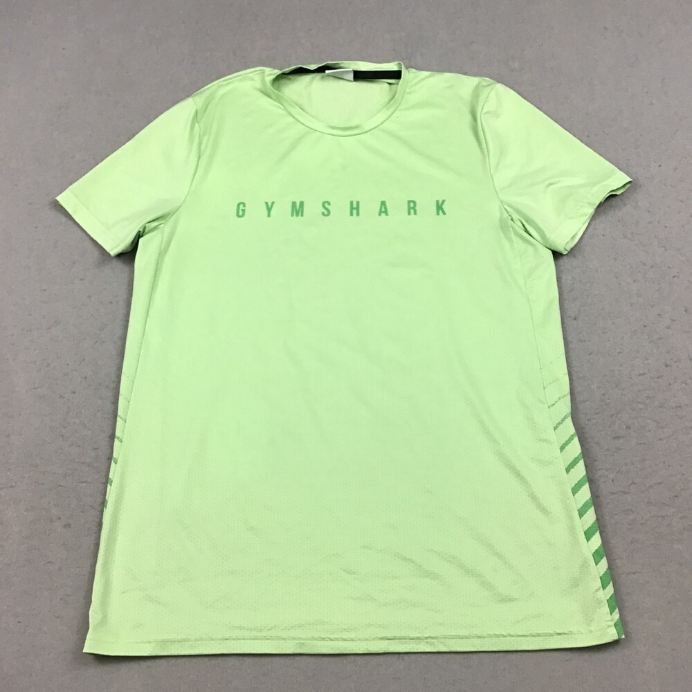 Gymshark Shirt Men Medium Green Sport Stripe Crewneck Athletic Training Top M